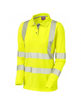 Leo Workwear - PL08 Pollyfield Class 2 Coolviz Ultra Women's Sleeved Polo Shirt - Yellow - 2020ppe