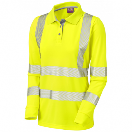 Leo Workwear - PL08 Pollyfield Class 2 Coolviz Ultra Women's Sleeved Polo Shirt - Yellow - 2020ppe