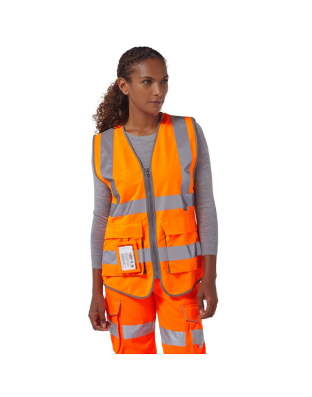 Leo Workwear - WL11 Lynmouth Class 1 Women's Superior Waistcoat - Orange - 2020ppe