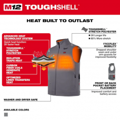 Milwaukee M12 HVGREY Grey Heated Vest - 2020ppe