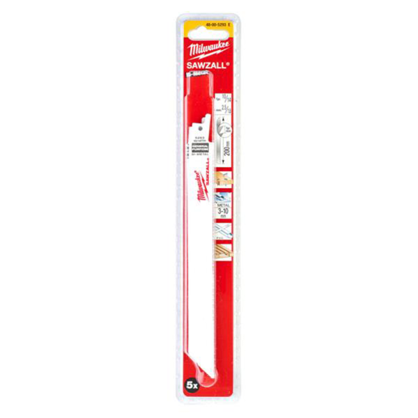Milwaukee Sawzall Blade For Reciprocating Saws 200mm x10/14 5 pack 48005293 2