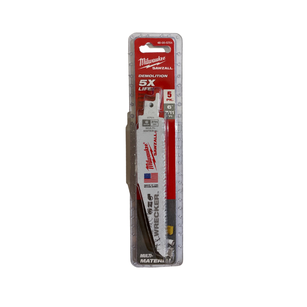 Milwaukee Sawzall Blade For Reciprocating Saws WRECKER 150mm x7/11-5 pack 48005701
