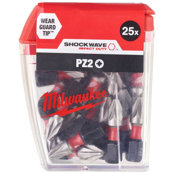 Milwaukee Screwdriver SHOCKWAVE™ Bits PZ2 25mm-25pc 4932472041 2