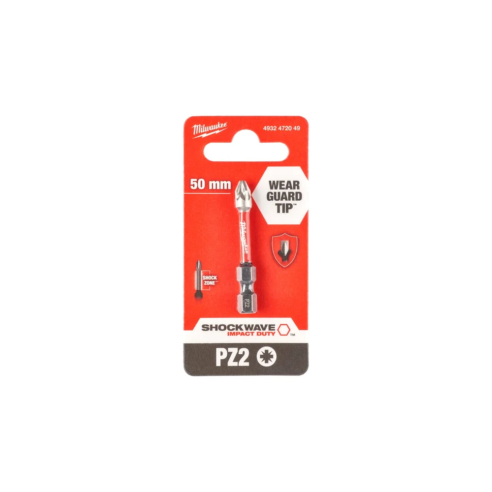 Milwaukee Screwdriver SHOCKWAVE™ Bits PZ2 50mm-1pc  4932472049