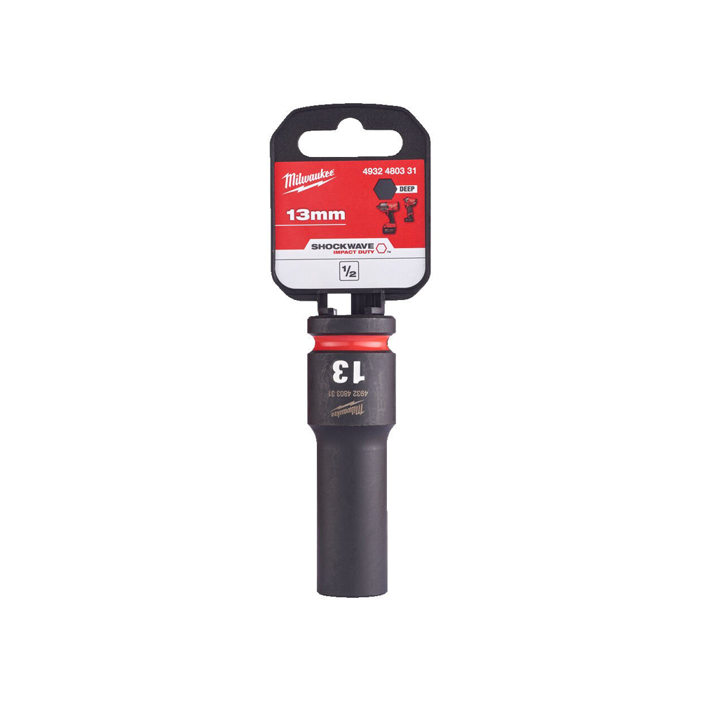 Milwaukee  Hex SHOCKWAVE™ socket 1/2" deep impact 13mm-1pc 4932480331