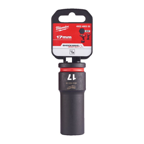 Milwaukee  Hex SHOCKWAVE™ socket 1/2" deep impact 17mm-1pc 4932480335 2