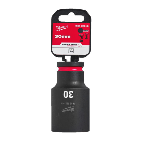 Milwaukee  Hex SHOCKWAVE™ socket 1/2" deep impact 30mm-1pc 4932480348 2