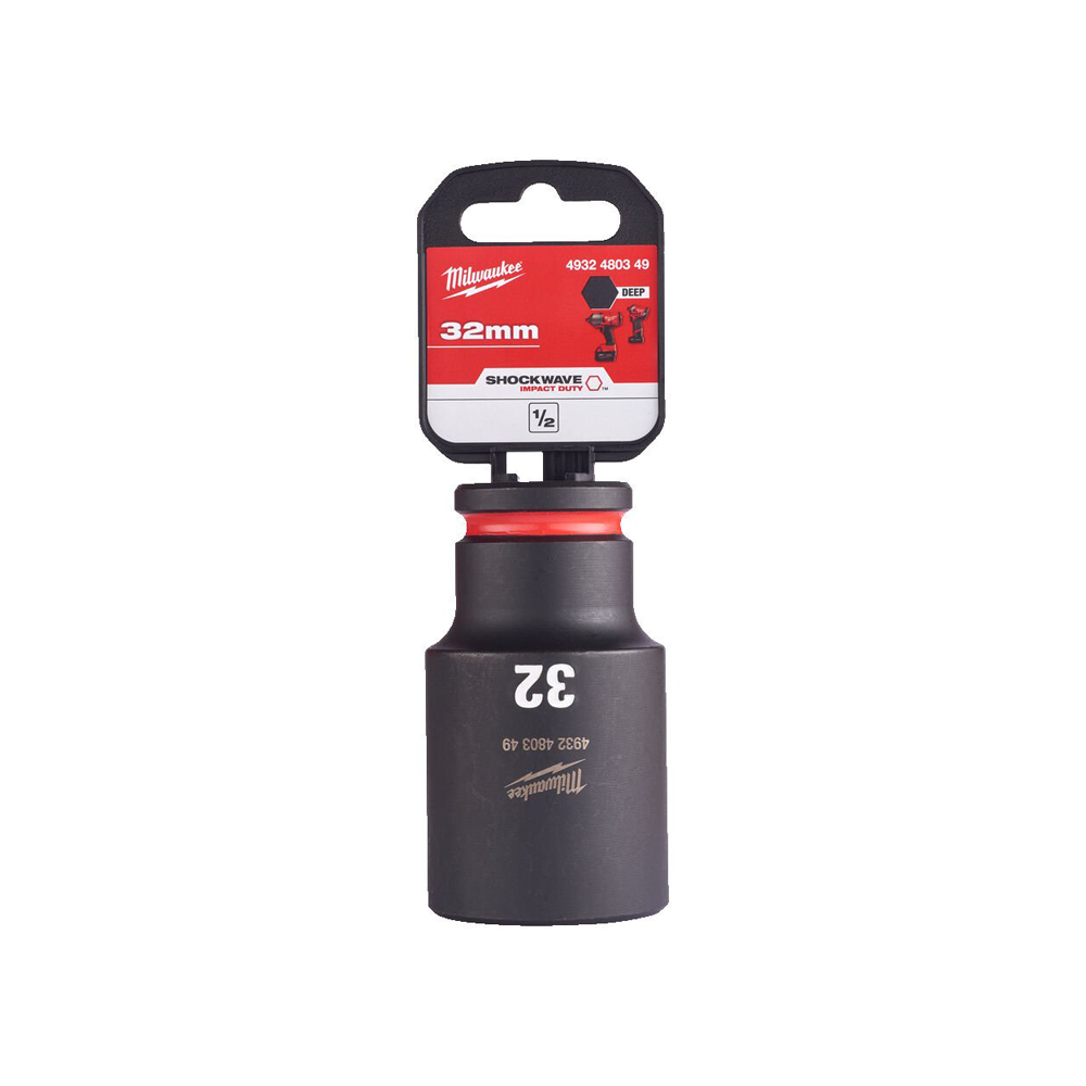 Milwaukee  Hex SHOCKWAVE™ socket 1/2" deep impact 32mm-1pc 4932480349