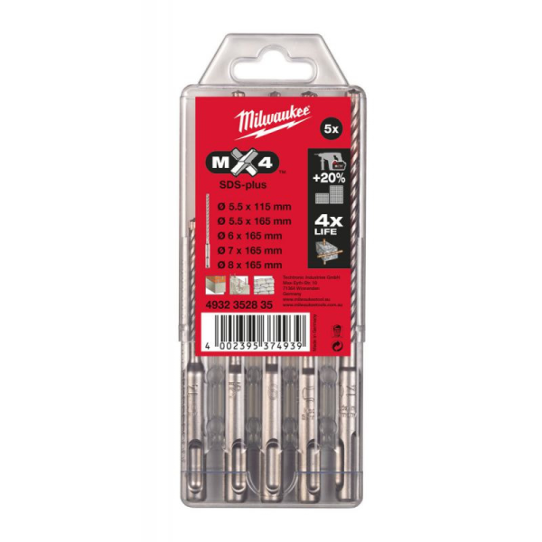 Milwaukee 5 piece SDS+ MX4 Set  4932352835