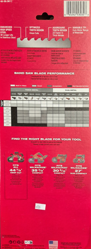 Milwaukee Extreme Thin Metal Deep Cut Band Saw Blade 3PK 48390611