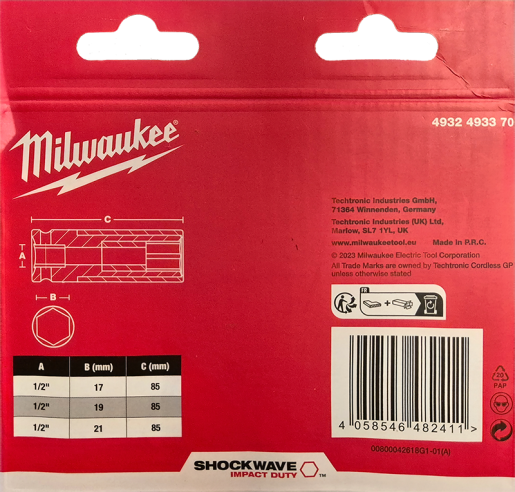 Milwaukee 3pc Heavy Duty Impact Socket Set 4932493370