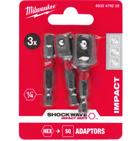 Milwaukee 3 piece SHOCKWAVE Impact Duty Adaptor Set 4932479228