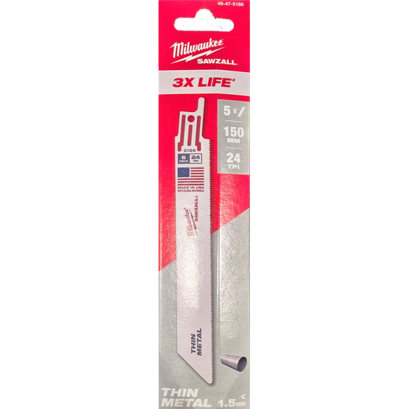 Milwaukee Sawzall Blade For Reciprocating Saws 150mm x 25tpi 5 pack 48475186