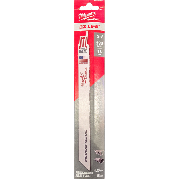 Milwaukee Sawzall Blade For Reciprocating Saws 230mm x 18tpi 5 pack 48475188