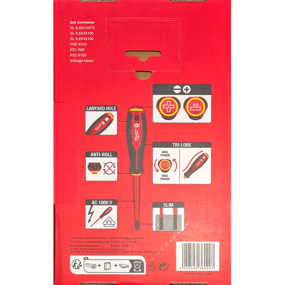 Milwaukee Tri Lobe 7pc Screwdriver Set 4932478738