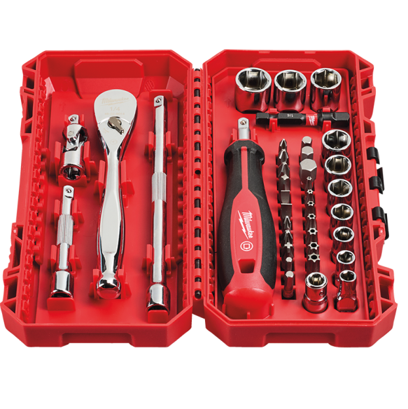 Milwaukee 1/4" Rachet Driver & Socket Set 4932498381