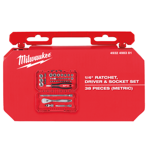 Milwaukee 1/4" Rachet Driver & Socket Set 4932498381