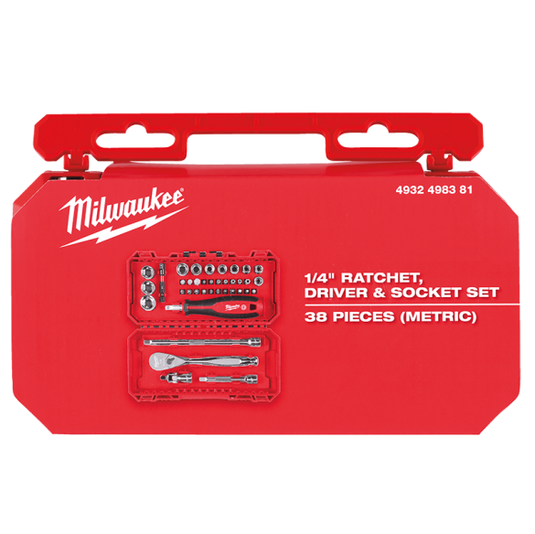 Milwaukee 1/4" Rachet Driver & Socket Set 4932498381