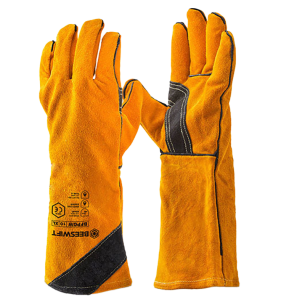 Premium Golden Welders Gauntlet Gloves 16" Gold