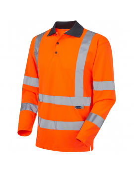 Leo Workwear - P06 Woolsery Class 3 Sleeved Polo Shirt Coolviz - Orange - 2020ppe