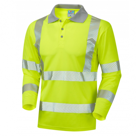 Leo Workwear - P08 Barricane Class 3 Coolviz Plus Sleeved Polo Shirt - Yellow - 2020ppe