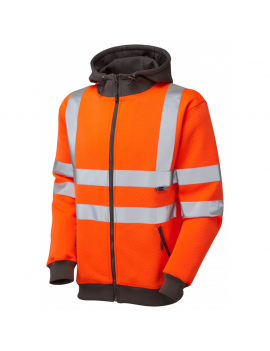 Leo Workwear - SS02 Saunton Class 3 Full Zip Hooded Sweatshirt - Orange - 2020ppe