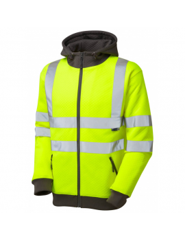 Leo Workwear - SS02 Saunton Class 3 Full Zip Hooded Sweatshirt - Yellow - 2020ppe