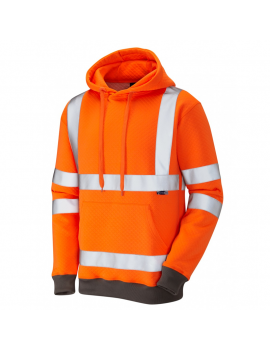 Leo Workwear - SS04 Goodleigh Class 3 Hooded Sweatshirt - Orange - 2020ppe